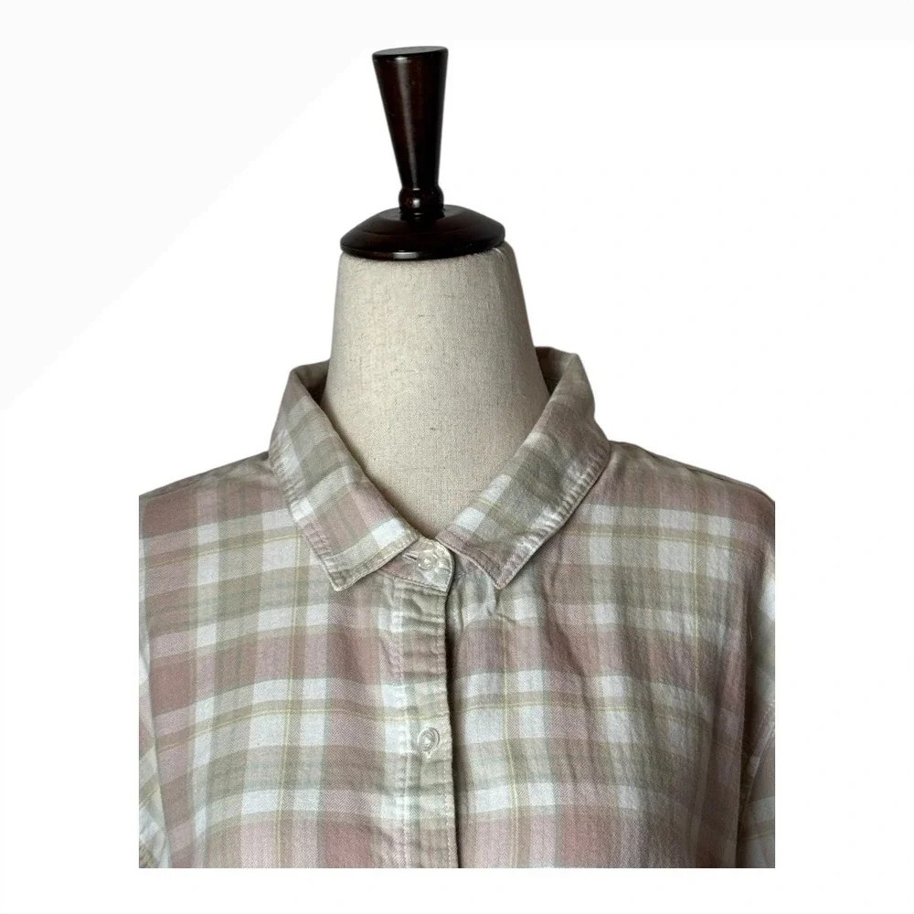 Barbour Shirt Women 14‎ Pink Plaid Check Flannel Relaxed Fit Newbury Button Down